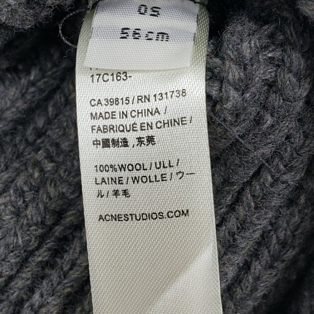 NEW Acne Studio Dark Grey Hat Beanie - Picture 4 of 4
